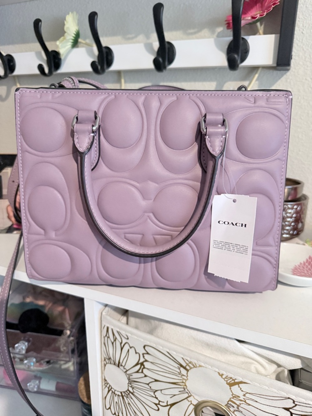 Coach Lilac Embossed Signature Satchel